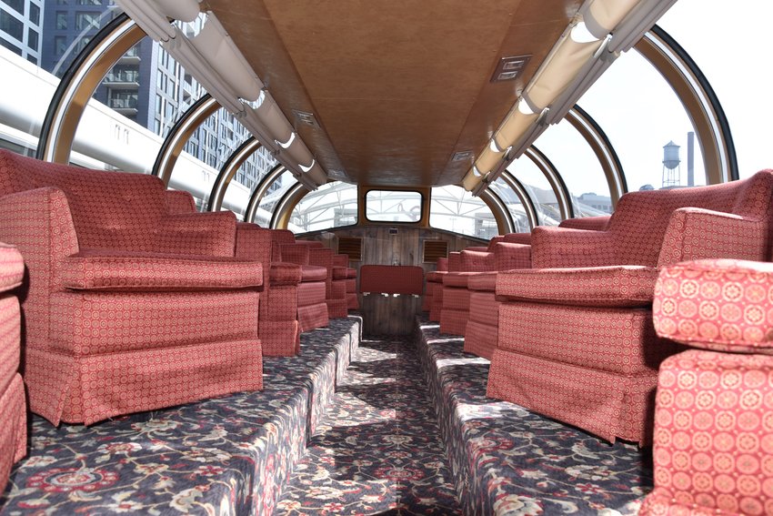 Inside the restored rail car, riders can experience travel views.